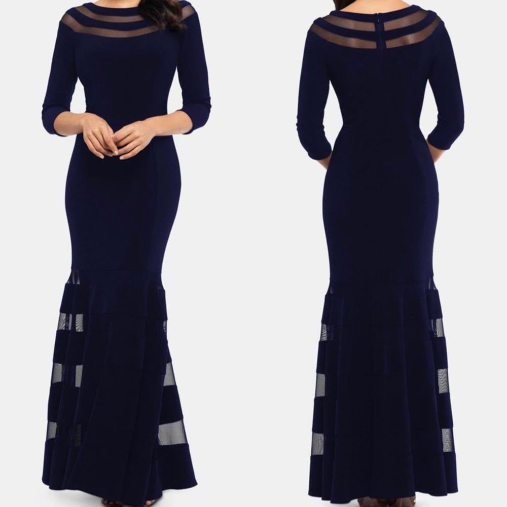 Xscape Womens Mermaid Navy Dress 6P New
